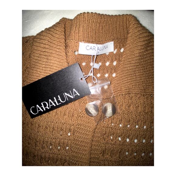 Womens NWT Caraluna Crochet Knit Short Sleeve Sweater Size Small - Picture 4 of 5